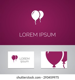 elementos de diseño de icono de plantilla de logotipo de globos con tarjeta de presentación 