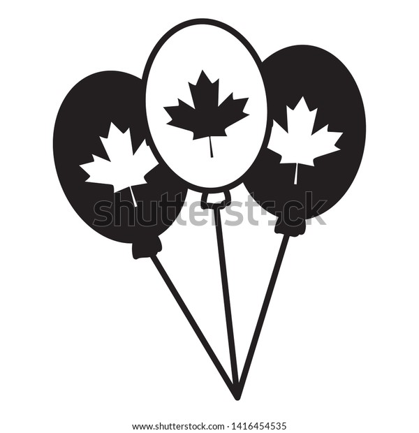 Balloons Maple Leaf Decoration Happy Canada Stock Vector Royalty