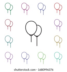 Ballons Symbol mit mehrfarbigem Stil. Einfache dünne Linie, Vektorillustration von Karnevalssymbole und Icons für ui und ux, website oder mobile Applikationen