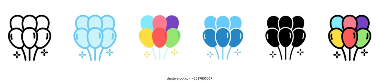 Balloons multi style, mini illustration icon. use for modern concept, print, UI, UX kit, web and app development. Vector EPS 10, related to entertainment, festival, funfair and hobbies