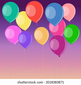 balloons multicolored, gradient, flat style illustration, can be used for cards, posters