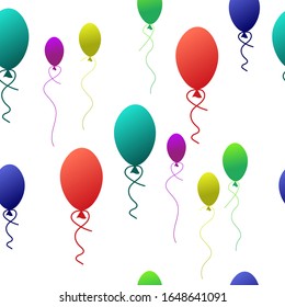 Balloons are multicolored with a ribbon. Greeting background.Seamless pattern.
