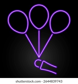 balloons neon sign, modern glowing banner design, colorful modern design trends on black background. Vector illustration.