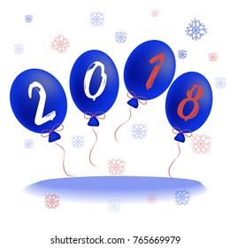 balloons with new 2018 year, vector