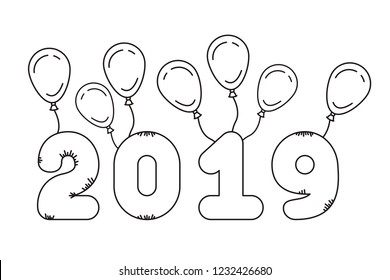 balloons with the number 2019 isolated icon