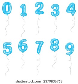 balloons numbers for birthday on white background