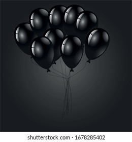 Balloons on a black background. Balloons. Vector