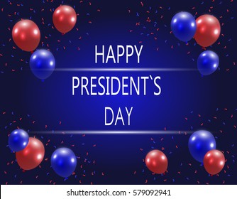 Balloons on a blue gradient background. Inscription. Stylized ph in US colors. Vector illustration
