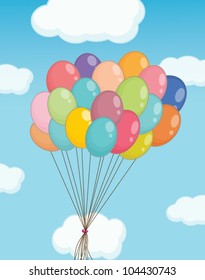 Globos sobre fondo azul cielo