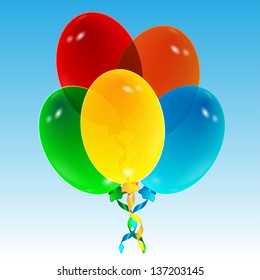 balloons on a blue sky background
