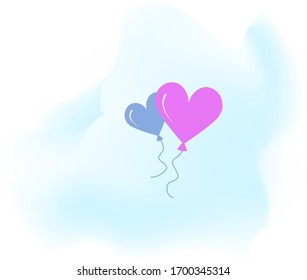 Globos sobre un fondo ligeramente azul. 
Tarjeta de saludo en estilo vectorial.