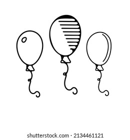 Globos sobre un fondo blanco aislado al estilo doodle.