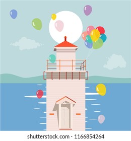 balloons on the lighthouse