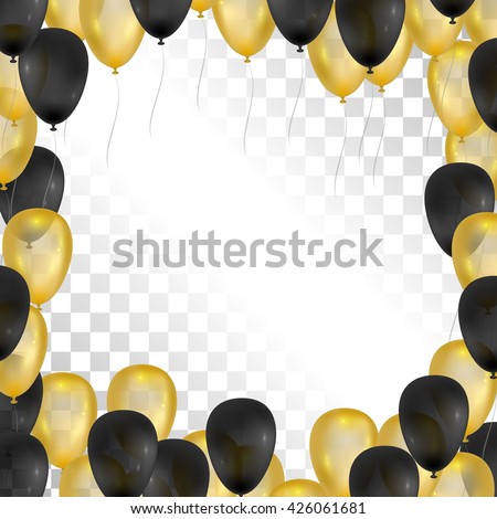 Balloons On Transparent Background Gold Black Stock Vector (Royalty