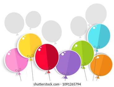 ?olored balloons on white background.