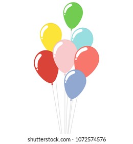 Balloons on white background, Flat color design