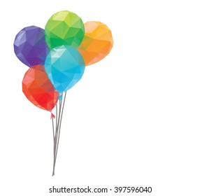 balloons on white background. Polygonal vector.