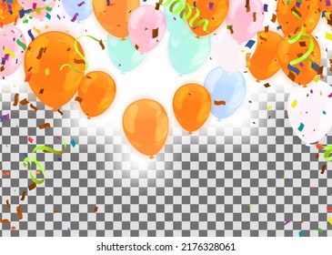  balloons orange and pink design template   space for text illustration