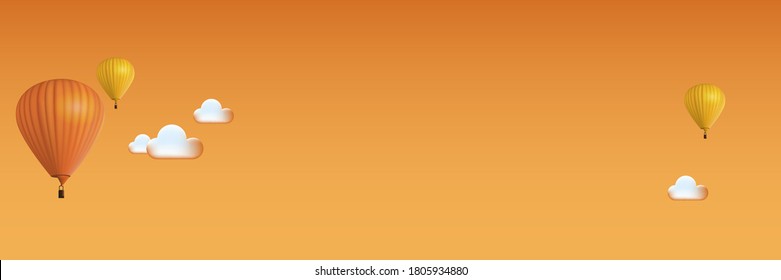 balloons with orange sky panorama background.