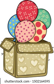 Balloons out of the open gift box