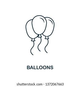 Balloons outline icon. Premium style design from honeymoon icons collection. Simple element balloons icon. Ready to use in web design, apps, software, printing