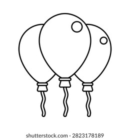 Balloons Outline style, colorful balloons representing celebration and festivals, ideal for party graphics, carnival themes, and event decorations.