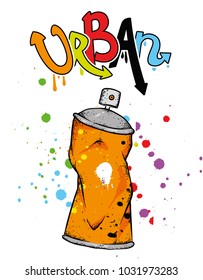 Balloons with paint for graffiti. Vector illustration for a postcard or a poster, print for clothes. Urban, city and extreme.