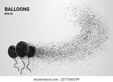 Balloons of particles. Balloons consist of small circles. Vector illustration.