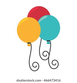 balloons party celebration isolated flat icon design