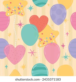 Balloons party and celebration seamless pattern