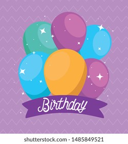 balloons party design with ribbon decoration