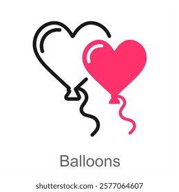 Balloons and party icon concept