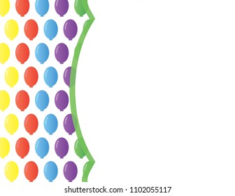Balloons pattern banner background with green border