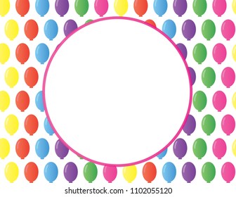 Balloons pattern banner template with blank white circle