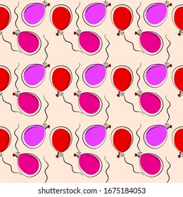 Balloons pattern, illustration, vector on white background.