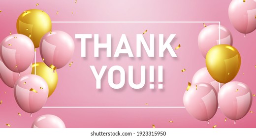 balloons pink celebration frame background. gold confetti glitters for event and holiday poster. singles super sale