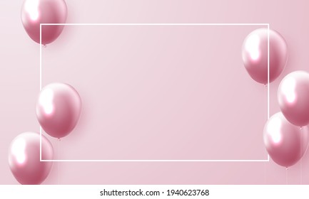 balloons pink celebration frame background. red confetti glitters for event and holiday poster. singles super sale
