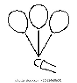 balloons pixel icon, 8-bit. Isolated vector illustration.