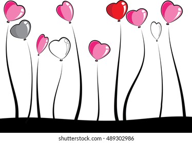balloons with plants vector drawing wallpaper