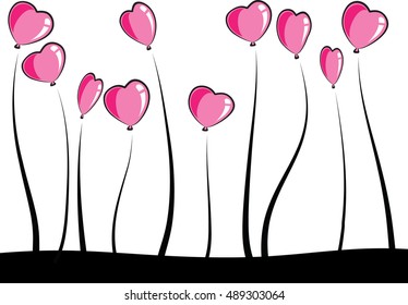 balloons with plants vector drawing wallpaper