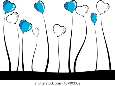 balloons with plants vector drawing wallpaper
