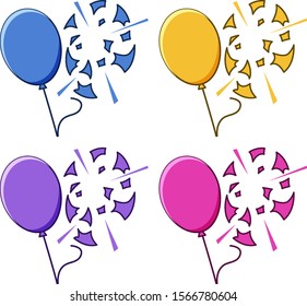 Globos aparecidos en ilustración de fondo blanco