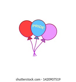 Balloons, pride day icon. Element of color world pride day icon. Premium quality graphic design icon. Signs and symbols collection icon