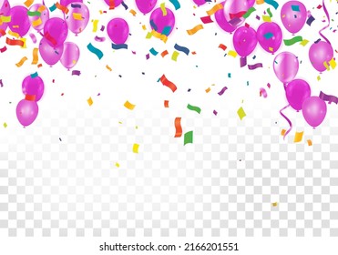 Balloons purple color Birthday and Anniversary Background. Vector illustration for invitation card, party brochure, banner. purple color. holidays 