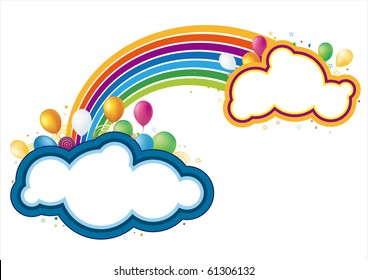 balloons and rainbow,vector celebration background