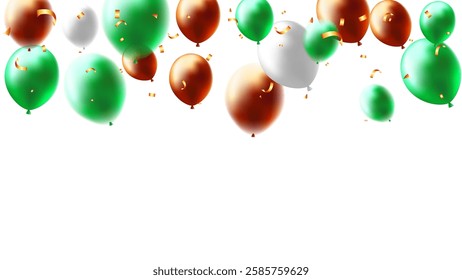 Balloons realistic flying decoration greeting card, St. Patrick's Day celebration background, banner festival. colorful