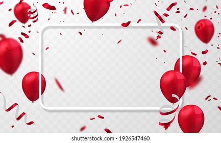 Ballons roter Hintergrund für Feierlichkeiten. rote Konfetti-Glitzer für Event und Urlaubsposter. Einzelhandel