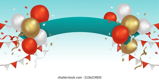 Balloons and ribbon banner vector illustration ( text space )