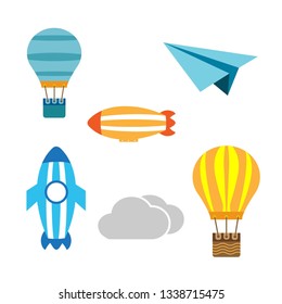 balloons and rockets illustration