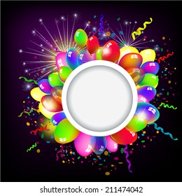 Balloons with a round frame for your text. vector